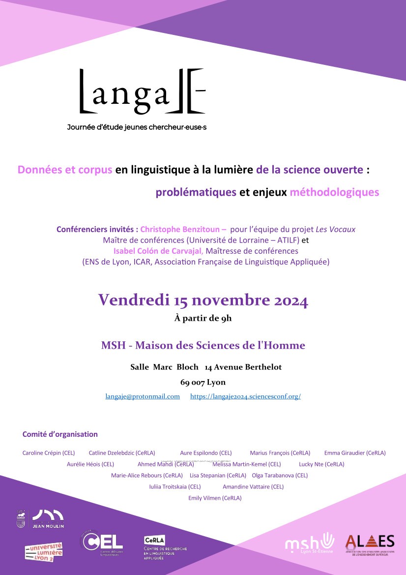 Affiche de la journée d'étude LangaJE 2024